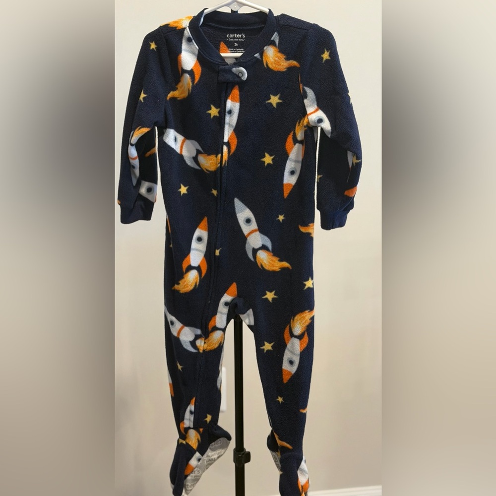 Carter's Navy Blue Rocket Print Fleece One-Piece